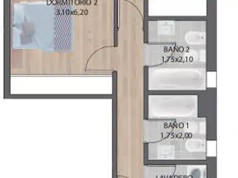 Departamento 3 ambientes con 2 baños