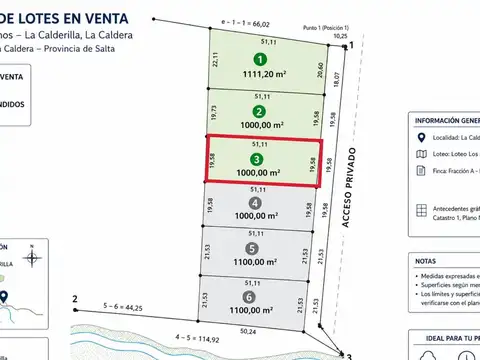 La Calderilla. Ruta Nacional 9. Km 1616. Lote 100