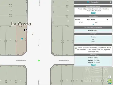 AV CHASCOMUS  al 1900 ESQUINA JOSE INGENIEROS
