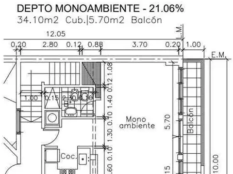 Departamento en Venta de Monoambiente