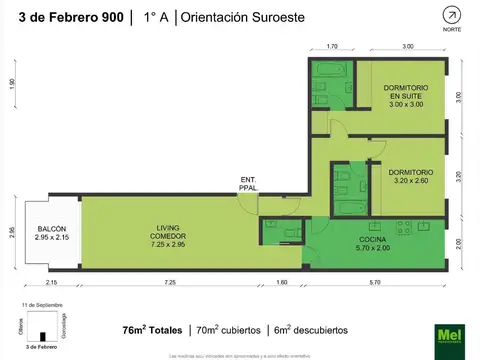 3 De Febrero 981 , Piso 1