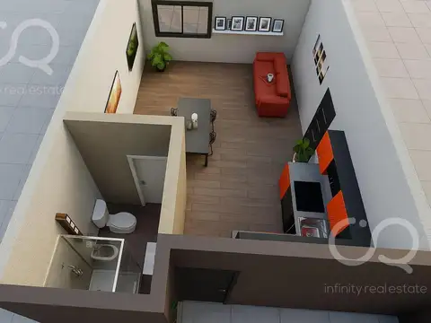 Departamento Monoambiente con 1 baño