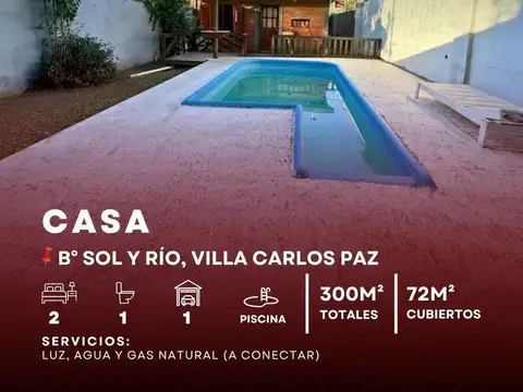 VENTA CASA DE 2 DOR , CON PISCINA, A 100MTS DE AV. CÁRCANO. B° SOL Y RÍO - VILLA CARLOS PAZ