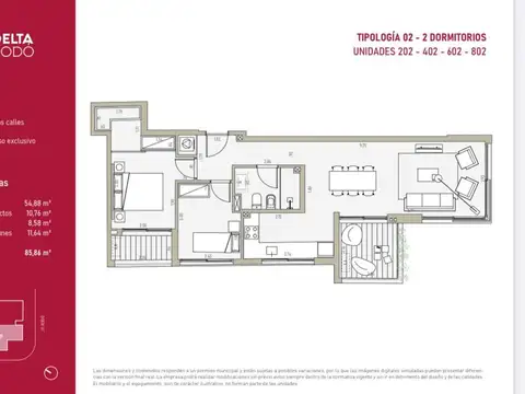 Departamento 2 ambientes con 1 baño