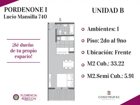 DEPTO.EN POZO MONOAMBIENTE FRENTE POLO COMERCIAL