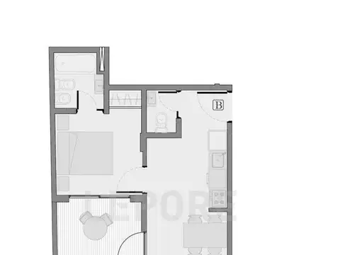 Departamento 2 ambientes con 2 baños