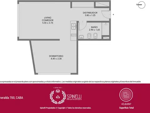 Departamento 2 ambientes con 1 baño