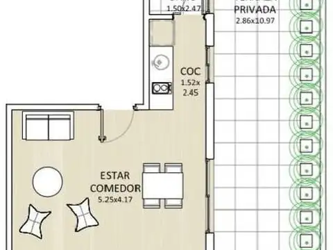 Departamento en Venta de 1 dormitorio