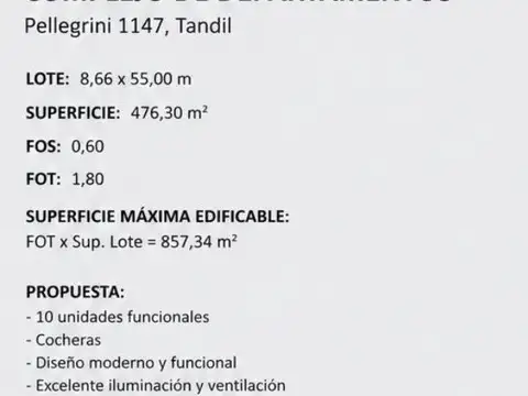 lote para desarrollo Pellegrini 1147