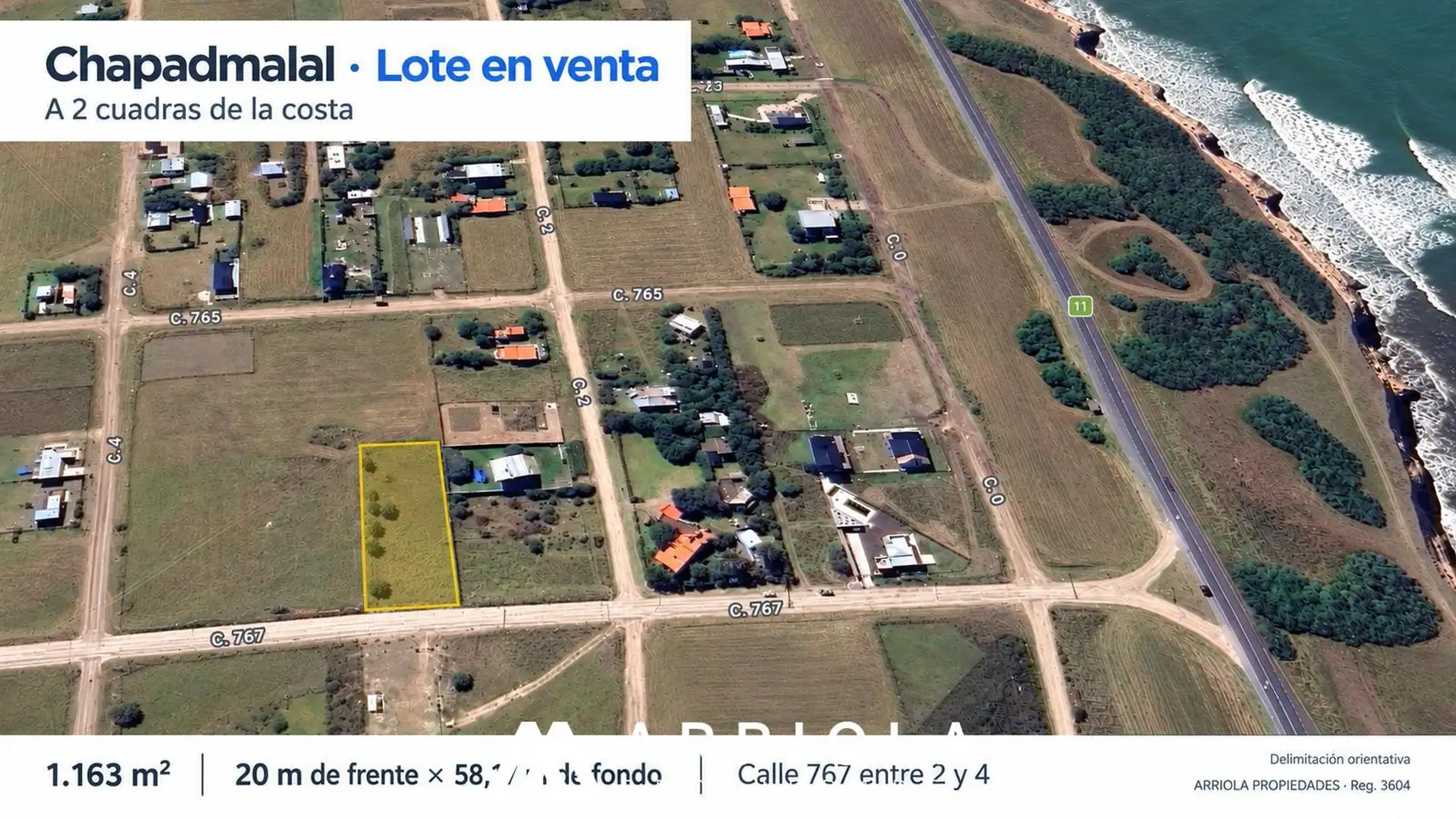 Lote de 20 x 58, a una cuadra del mar. CHAPADMALAL