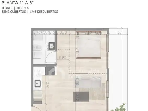 Departamento en Venta de 1 dormitorio