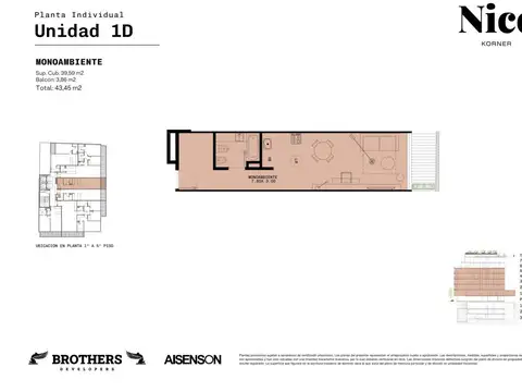 Departamento Monoambiente con 1 baño