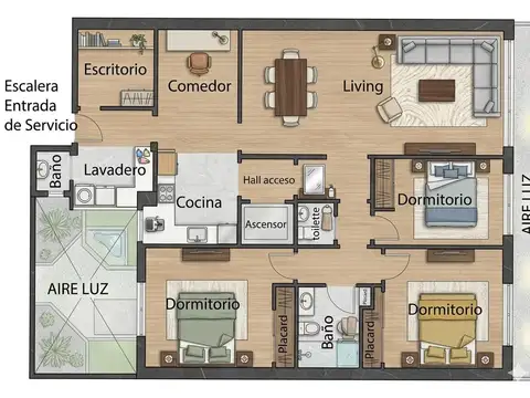Departamento 4 ambientes con 3 baños