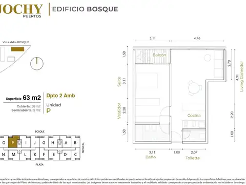 Departamento en Venta de 2 ambientes