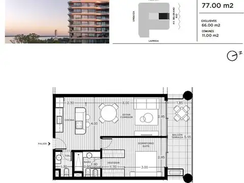 Departamento en Venta de 2 ambientes