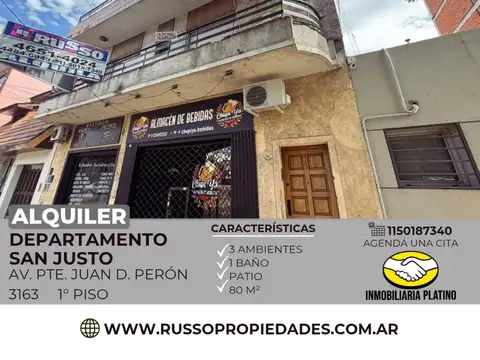 Alquiler Departamento 3 Ambientes con Patio - San Justo