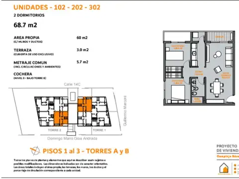 Departamento 3 ambientes con 1 baño