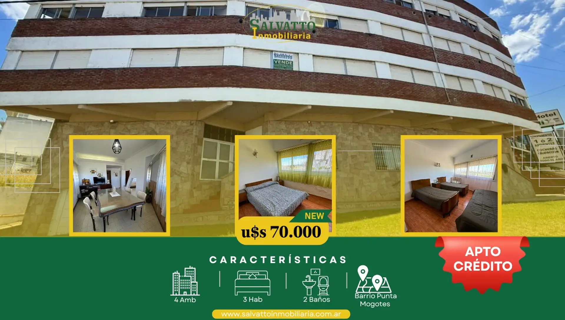 Departamento en venta de 4 ambientes frente al mar en Punta Mogotes