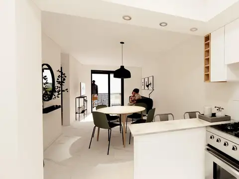 Departamento un dormitorio en venta. Balcón. Zona río. Permuta