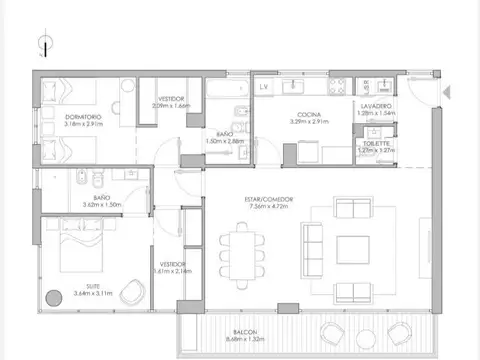Departamento en Venta de 3 ambientes