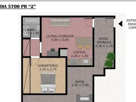 Depto Tipo Casa en Venta de 2 ambientes