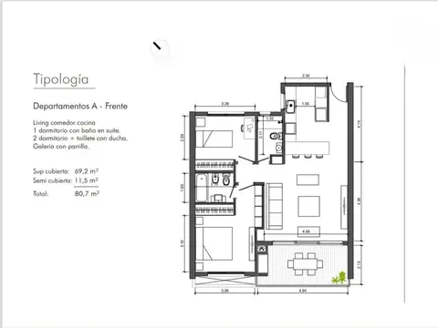 Departamento en Venta con 1 cocheras