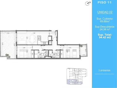 Departamento en Venta de 3 ambientes