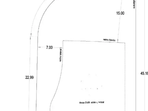 Terreno en Venta 45  mts Fondo