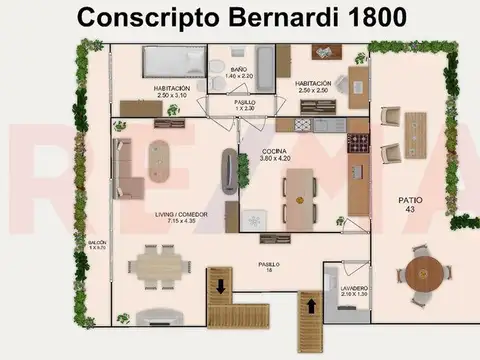 Depto Tipo Casa 6 ambientes con 2 baños