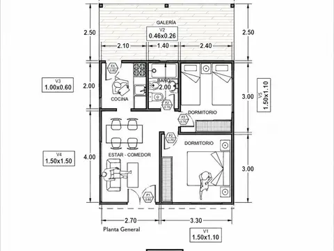 Casa 3 ambientes con 1 baño