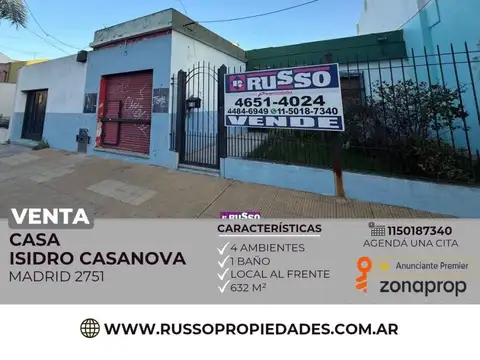 Venta de casa 4 ambientes sobre DOS lotes - Isidro Casanova