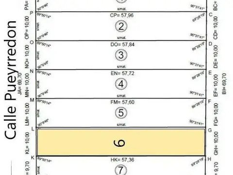 Terreno en Venta 57  mts Fondo