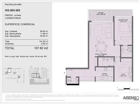 Departamento en Venta de 2 dormitorios
