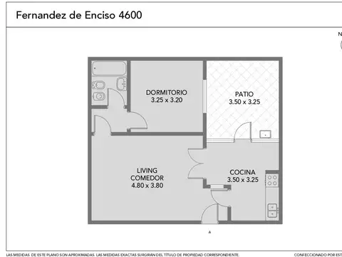 Departamento 2 ambientes con 1 baño