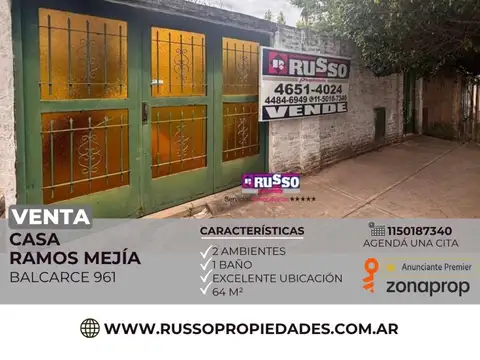 Venta Casa 2 Ambientes a Reciclar- Ramos Mejia