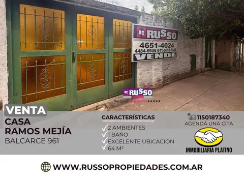 Venta Casa 2 Ambientes a Reciclar- Ramos Mejia