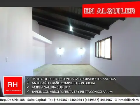 Casa en Alquiler de 3 dormitorios
