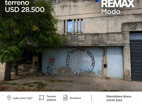 Venta terreno B. Guemes 209m2