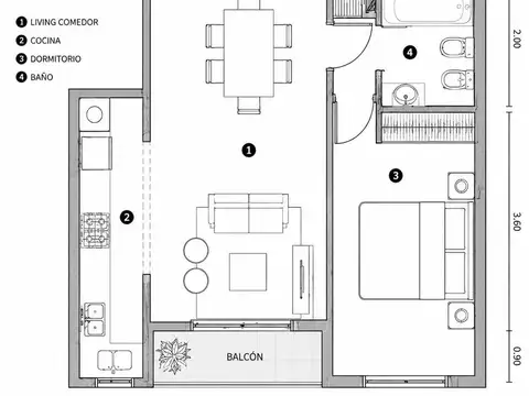 Departamento en Venta de 1 dormitorio