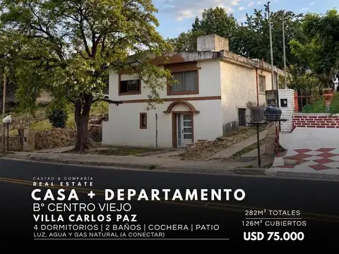 Venta casa con departamento independiente en villa carlos paz