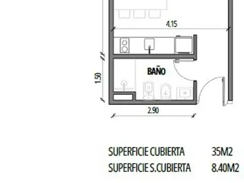 AYERES DE MAYO |  DPTO A ESTRENAR | 1 AMB |  43,40 m2 |