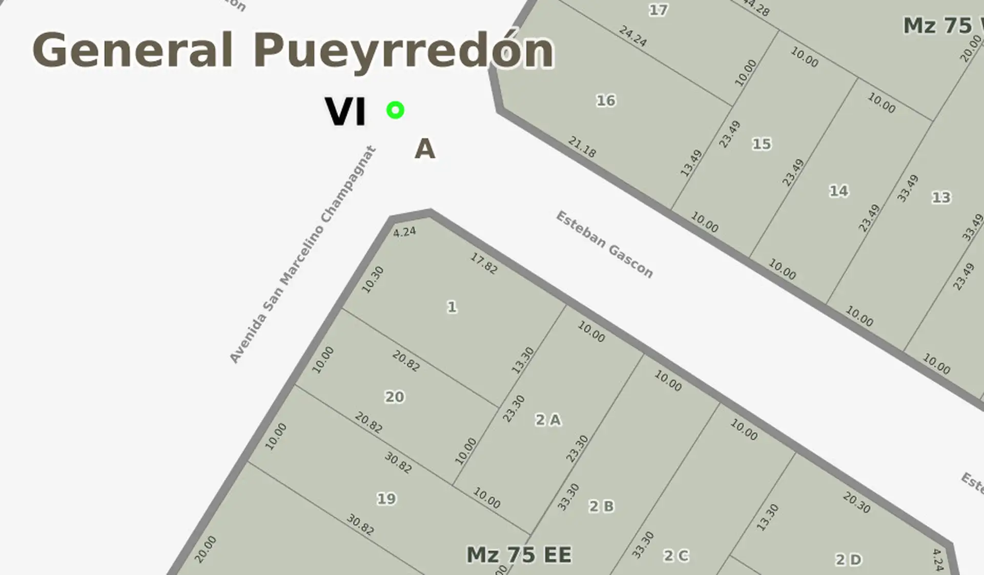 Lote de esquina 284m² en Av. M. Champagnat y Gascón