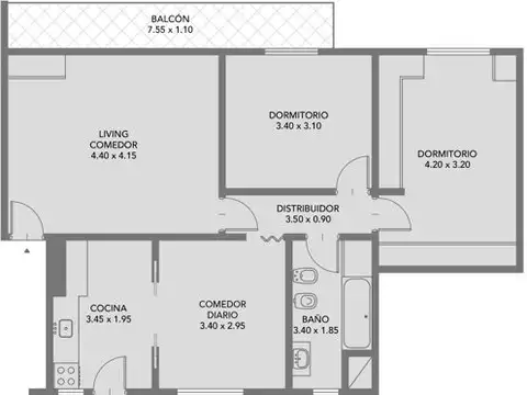 Departamento de 3 ambientes apto crédito