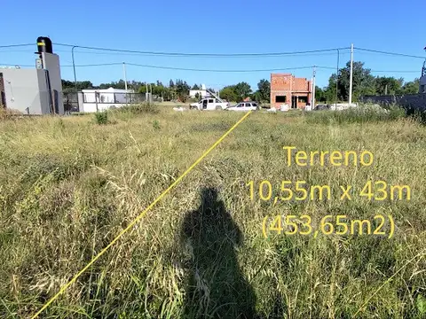 Terreno en Venta 10,55  mts Frente