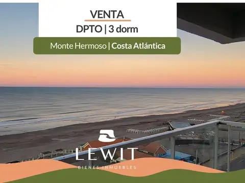 Venta departamento | 3 dormitorios | Balcon | Parrilla | Cochera | Baulera | Monte Hermoso