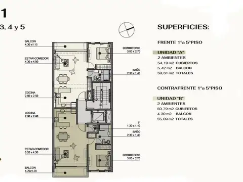 Departamento 2 ambientes con 1 baño
