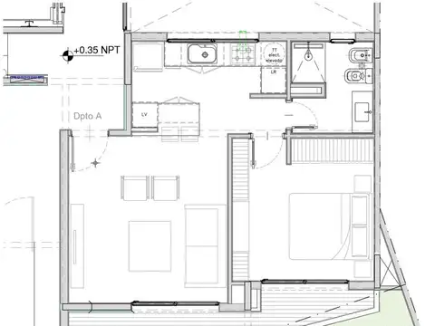 Departamento en Venta de 1 dormitorio