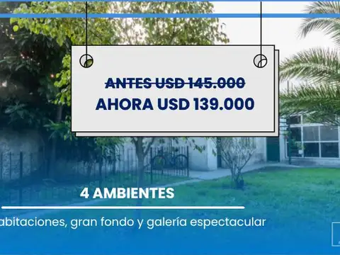 Casa en Banfield, lomas de zamora, 4 ambientes, terraza, cochera, fondo, apto credito