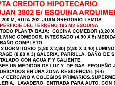 DEPARTAMENTO TIPO CASA ESQUINA