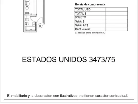 Departamento Monoambiente con 1 baño